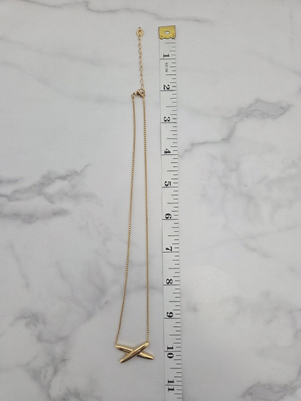Gold Crisscross X Pendant Necklace Dainty Minimalist Chain Jewelry - Picture 10 of 16